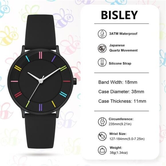 Rainbow Watch Silicone Band Sport Waterproof Wrist Watch